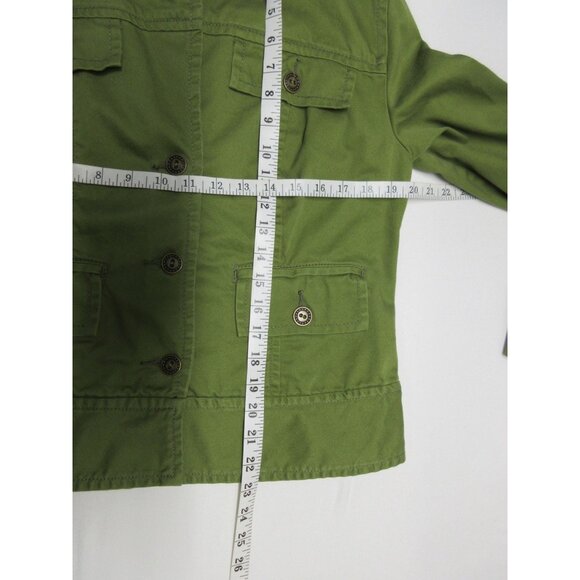 Chico's women's green cotton‎ twill military style utility jacket M - Picture 8 of 10